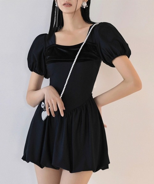 Dita Muaj.（ディータムアージュ）の「シフォンリボン バックオープン ワンピース 水着（水着・レディース・ブラック・M/L）」の2枚目の写真