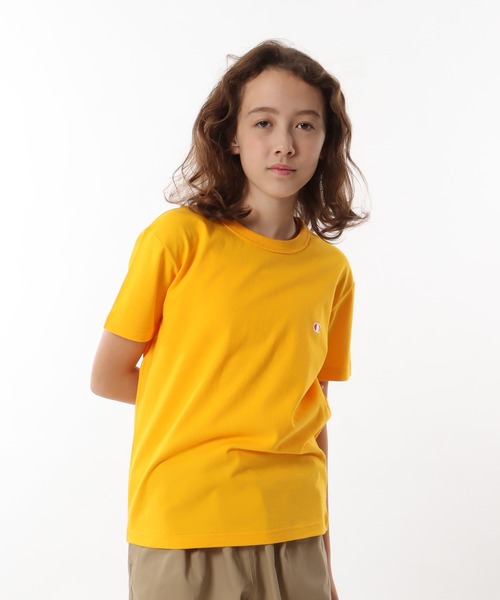 Champion（チャンピオン）の「【Champion/チャンピオン】キッズ ベーシック ショートスリーブTシャツ（Tシャツ/カットソー・キッズ・ネイビー/グリーン系その他/ゴールド/アクア/ブラック/オフホワイト/グレー/ピンク系1/ブルー系その他2/ブルー系その他3・110/120/130/140/150/160/100）」の10枚目の写真