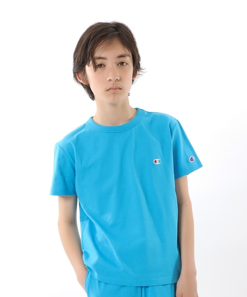 Champion（チャンピオン）の「【Champion/チャンピオン】キッズ ベーシック ショートスリーブTシャツ（Tシャツ/カットソー・キッズ・ネイビー/グリーン系その他/ゴールド/アクア/ブラック/オフホワイト/グレー/ピンク系1/ブルー系その他2/ブルー系その他3・110/120/130/140/150/160/100）」の6枚目の写真