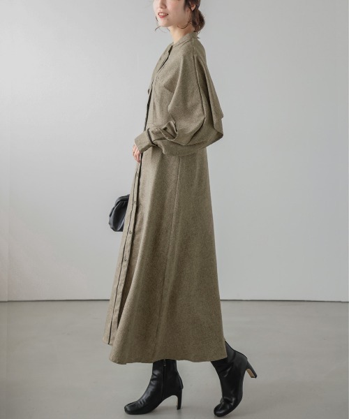 AMELY(エミリー)の「ケープ風デザインワンピース(ワンピース・レディース・グレー/ベージュ/パープル・M/L)」の9枚目の写真
