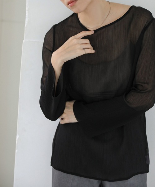 select MOCA（セレクトモカ）の「【ZOZO限定】楊柳シフォンフレアスリーブブラウス（シャツ/ブラウス・レディース・グレイッシュブルー/ブラック/アイボリー/チャコール/ライトカーキ・FREE）」の2枚目の写真