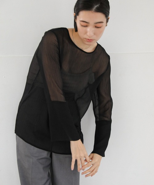 select MOCA（セレクトモカ）の「【ZOZO限定】楊柳シフォンフレアスリーブブラウス（シャツ/ブラウス・レディース・グレイッシュブルー/ブラック/アイボリー/チャコール/ライトカーキ・FREE）」の14枚目の写真