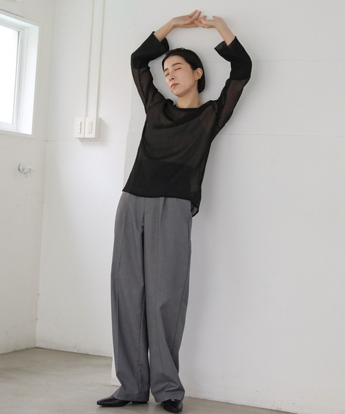 select MOCA（セレクトモカ）の「【ZOZO限定】楊柳シフォンフレアスリーブブラウス（シャツ/ブラウス・レディース・グレイッシュブルー/ブラック/アイボリー/チャコール/ライトカーキ・FREE）」の12枚目の写真