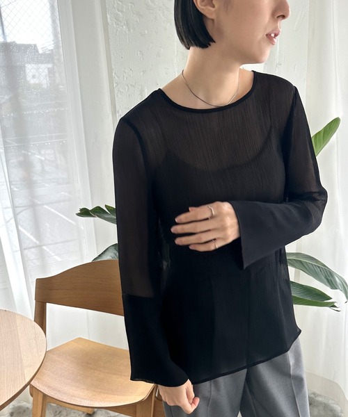 select MOCA（セレクトモカ）の「【ZOZO限定】楊柳シフォンフレアスリーブブラウス（シャツ/ブラウス・レディース・グレイッシュブルー/ブラック/アイボリー/チャコール/ライトカーキ・FREE）」の17枚目の写真