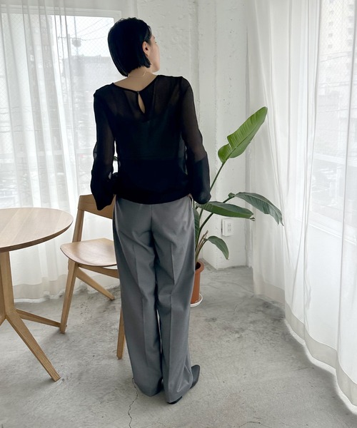 select MOCA（セレクトモカ）の「【ZOZO限定】楊柳シフォンフレアスリーブブラウス（シャツ/ブラウス・レディース・グレイッシュブルー/ブラック/アイボリー/チャコール/ライトカーキ・FREE）」の16枚目の写真