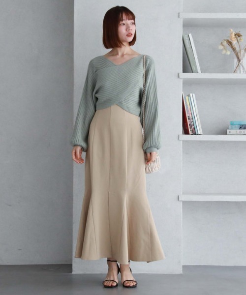 archives（アルシーヴ）の「2wayクロスワイドリブニット（ニット/セーター・レディース・グリーン/ブルー/イエロー/アイボリー/ブラック・MEDIUM）」の16枚目の写真