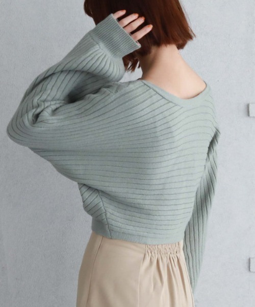 archives（アルシーヴ）の「2wayクロスワイドリブニット（ニット/セーター・レディース・グリーン/ブルー/イエロー/アイボリー/ブラック・MEDIUM）」の15枚目の写真