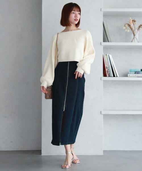 archives（アルシーヴ）の「2wayクロスワイドリブニット（ニット/セーター・レディース・グリーン/ブルー/イエロー/アイボリー/ブラック・MEDIUM）」の8枚目の写真