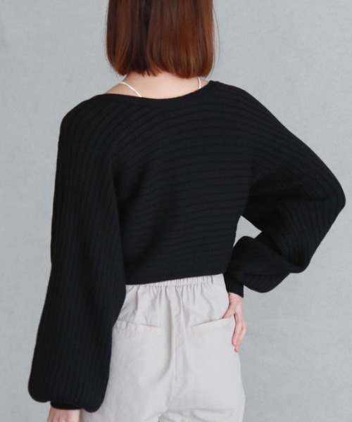 archives（アルシーヴ）の「2wayクロスワイドリブニット（ニット/セーター・レディース・グリーン/ブルー/イエロー/アイボリー/ブラック・MEDIUM）」の11枚目の写真