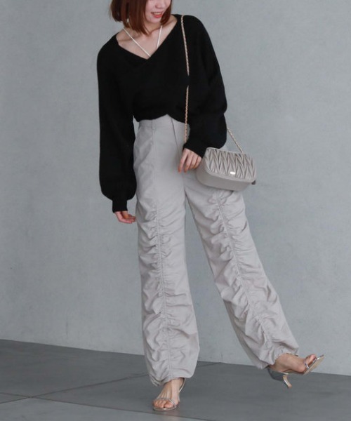 archives（アルシーヴ）の「2wayクロスワイドリブニット（ニット/セーター・レディース・グリーン/ブルー/イエロー/アイボリー/ブラック・MEDIUM）」の13枚目の写真