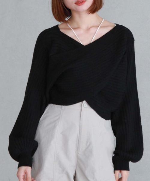 archives（アルシーヴ）の「2wayクロスワイドリブニット（ニット/セーター・レディース・グリーン/ブルー/イエロー/アイボリー/ブラック・MEDIUM）」の10枚目の写真