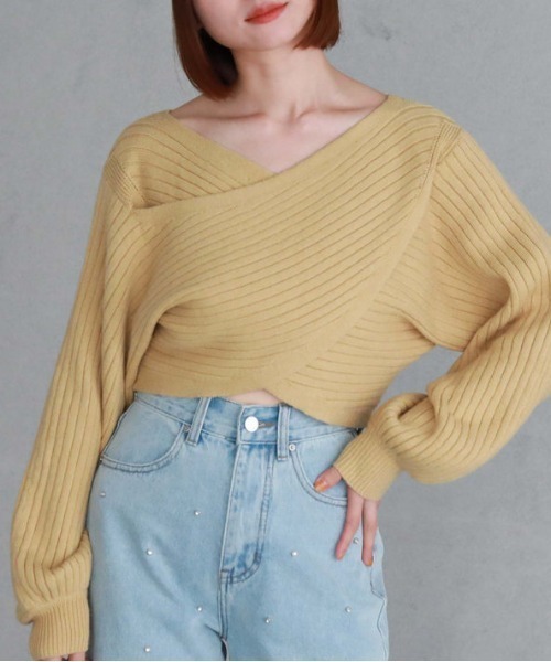 archives（アルシーヴ）の「2wayクロスワイドリブニット（ニット/セーター・レディース・グリーン/ブルー/イエロー/アイボリー/ブラック・MEDIUM）」の22枚目の写真