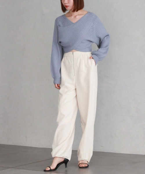 archives（アルシーヴ）の「2wayクロスワイドリブニット（ニット/セーター・レディース・グリーン/ブルー/イエロー/アイボリー/ブラック・MEDIUM）」の20枚目の写真