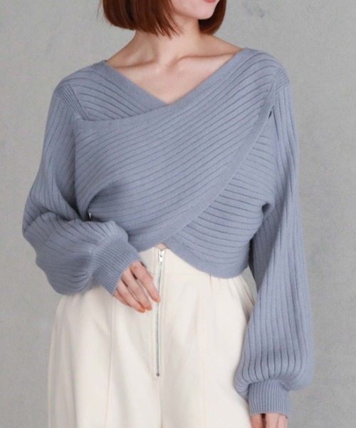 archives（アルシーヴ）の「2wayクロスワイドリブニット（ニット/セーター・レディース・グリーン/ブルー/イエロー/アイボリー/ブラック・MEDIUM）」の18枚目の写真