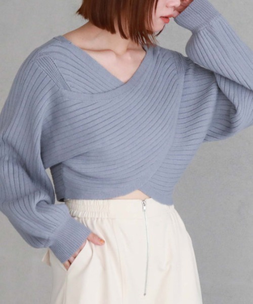 archives（アルシーヴ）の「2wayクロスワイドリブニット（ニット/セーター・レディース・グリーン/ブルー/イエロー/アイボリー/ブラック・MEDIUM）」の19枚目の写真