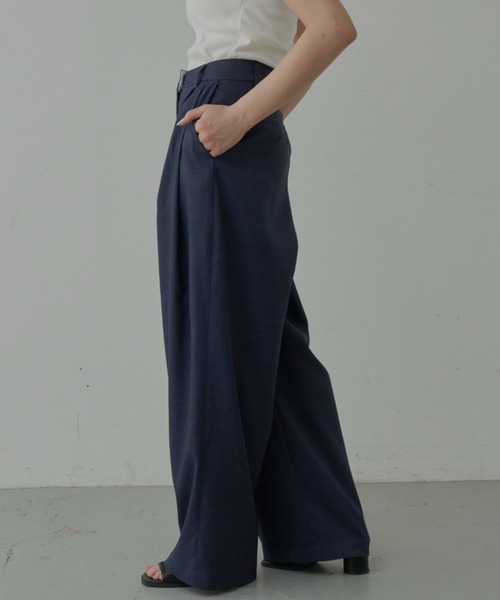 Aunt Marie's（アントマリーズ）の「【S,M,Lサイズ展開】ツータックルーズスラックスパンツ/リネンライク（スラックス・レディース・ライトグレー/グレー/ネイビー/ブラック/ブラウン・L/M/S）」の22枚目の写真