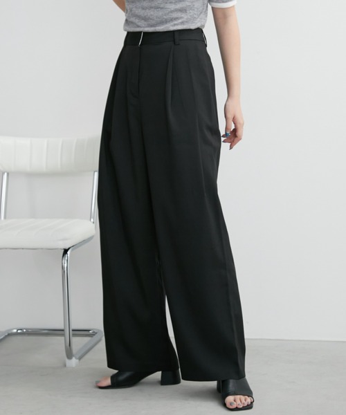 MAATEE&SONS ウール チョークストライプ 1タック スラックス 1 B＆T CLUB (ビーアンドティークラブ) JAPAN FABRIC ウール混