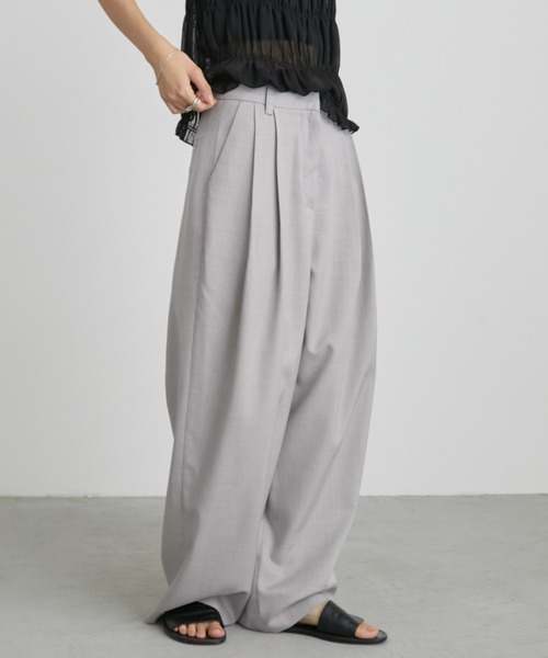 Aunt Marie's（アントマリーズ）の「【S,M,Lサイズ展開】ツータックルーズスラックスパンツ/リネンライク（スラックス・レディース・ライトグレー/グレー/ネイビー/ブラック/ブラウン・L/M/S）」の14枚目の写真