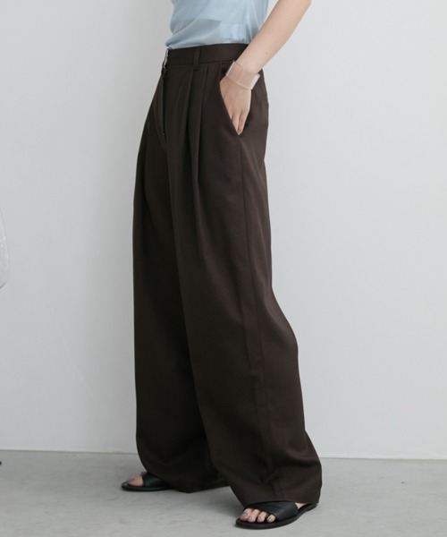 Aunt Marie's（アントマリーズ）の「【S,M,Lサイズ展開】ツータックルーズスラックスパンツ/リネンライク（スラックス・レディース・ライトグレー/グレー/ネイビー/ブラック/ブラウン・L/M/S）」の20枚目の写真