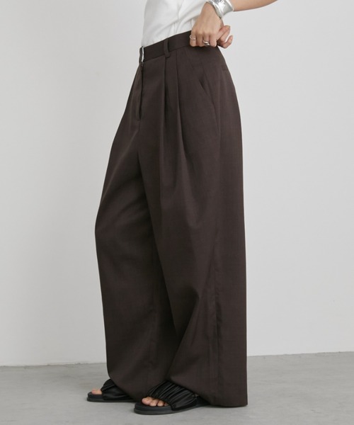 Aunt Marie's（アントマリーズ）の「【S,M,Lサイズ展開】ツータックルーズスラックスパンツ/リネンライク（スラックス・レディース・ライトグレー/グレー/ネイビー/ブラック/ブラウン・L/M/S）」の18枚目の写真