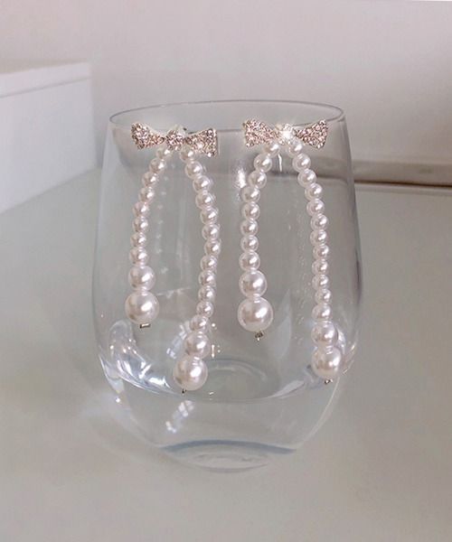 Futier land（フューティアランド）の「リボンパールピアス（ピアス（両耳用）・レディース・ホワイト・FREE）」の4枚目の写真