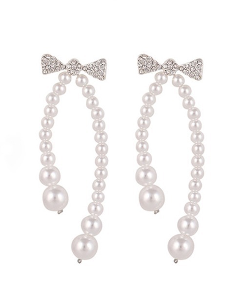 Futier land（フューティアランド）の「リボンパールピアス（ピアス（両耳用）・レディース・ホワイト・FREE）」の11枚目の写真