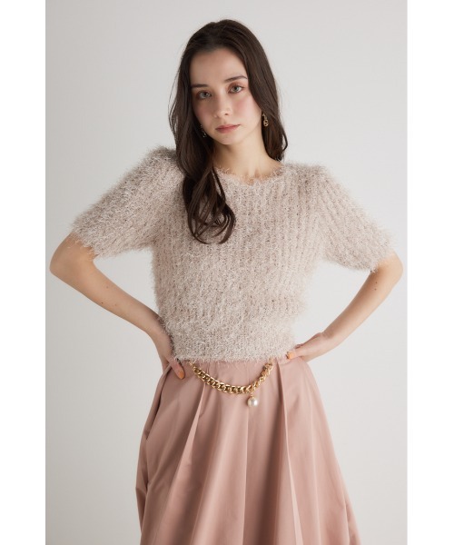 rienda（リエンダ）の「コンパクトシアーシャギーニットトップス 春服（ニット/セーター・レディース・アイボリー/ピンク/ライトグレー/ベージュ・FREE）」の3枚目の写真