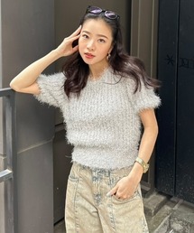 rienda | コンパクトシアーシャギーニットトップス 春服(ニット/セーター)