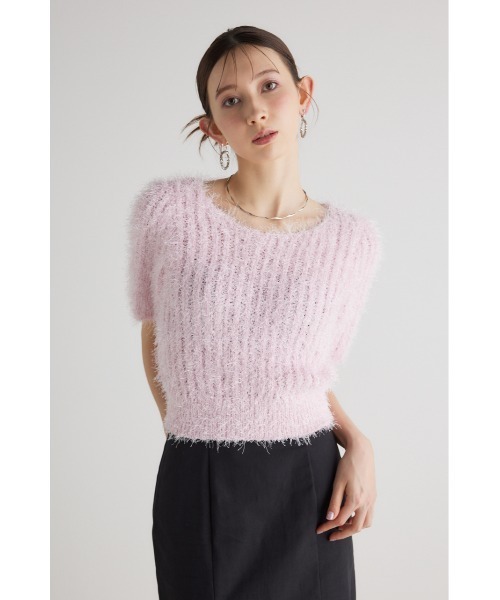 rienda（リエンダ）の「コンパクトシアーシャギーニットトップス 春服（ニット/セーター・レディース・アイボリー/ピンク/ライトグレー/ベージュ・FREE）」の10枚目の写真