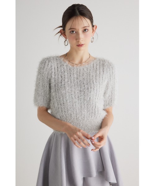 rienda（リエンダ）の「コンパクトシアーシャギーニットトップス 春服（ニット/セーター・レディース・アイボリー/ピンク/ライトグレー/ベージュ・FREE）」の6枚目の写真