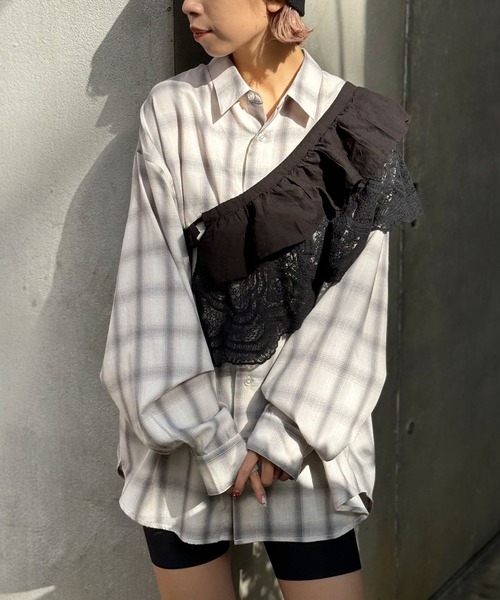 CIAOPANIC（チャオパニック）の「INDIAマルチWAYギャザーレースつけ襟（付け襟・レディース・アイボリー/ブラック・FREE）」の17枚目の写真