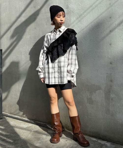 CIAOPANIC（チャオパニック）の「INDIAマルチWAYギャザーレースつけ襟（付け襟・レディース・アイボリー/ブラック・FREE）」の21枚目の写真