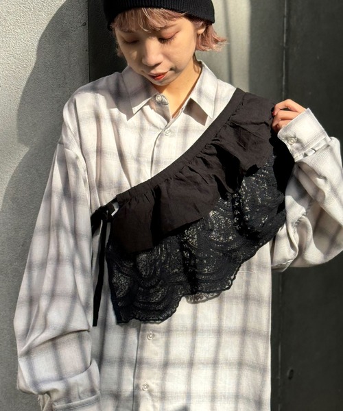 CIAOPANIC（チャオパニック）の「INDIAマルチWAYギャザーレースつけ襟（付け襟・レディース・アイボリー/ブラック・FREE）」の18枚目の写真