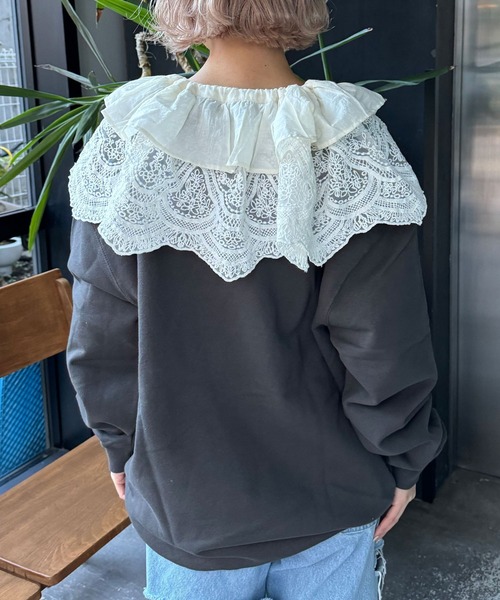 CIAOPANIC（チャオパニック）の「INDIAマルチWAYギャザーレースつけ襟（付け襟・レディース・アイボリー/ブラック・FREE）」の14枚目の写真