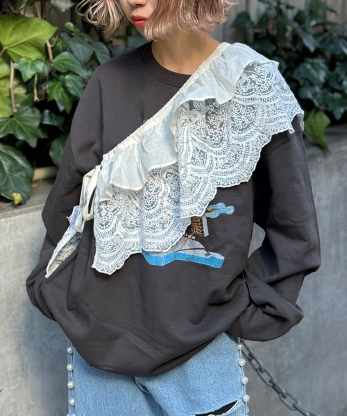 CIAOPANIC（チャオパニック）の「INDIAマルチWAYギャザーレースつけ襟（付け襟・レディース・アイボリー/ブラック・FREE）」の7枚目の写真