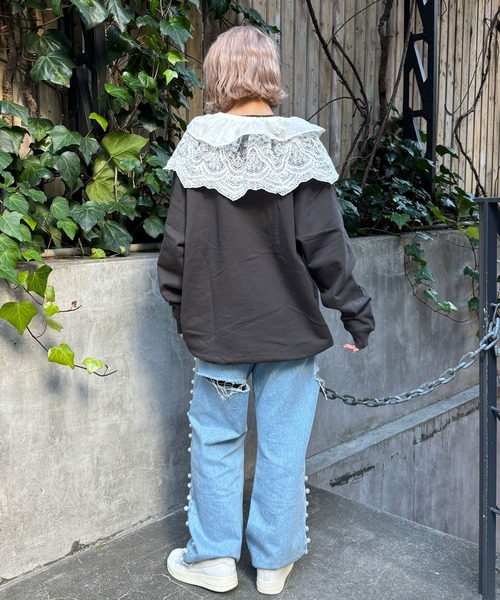 CIAOPANIC（チャオパニック）の「INDIAマルチWAYギャザーレースつけ襟（付け襟・レディース・アイボリー/ブラック・FREE）」の11枚目の写真