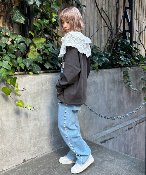 CIAOPANIC（チャオパニック）の「INDIAマルチWAYギャザーレースつけ襟（付け襟・レディース・アイボリー/ブラック・FREE）」の10枚目の写真