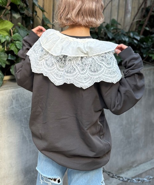 CIAOPANIC（チャオパニック）の「INDIAマルチWAYギャザーレースつけ襟（付け襟・レディース・アイボリー/ブラック・FREE）」の6枚目の写真