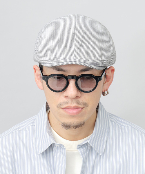 Basiquenti(ベーシックエンティ)の「軽量 シアサッカー ストライプ ハンチング(ハンチング/ベレー帽・メンズ・ネイビー/ブラウン/ブラック・FREE)」の15枚目の写真