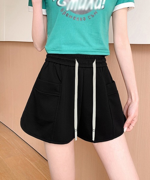 Miniministore(ミニミニストア)の「ショートパンツ ハイウエスト短パン 韓国(スウェットパンツ・レディース・グレー/ブラック・L/M)」の4枚目の写真