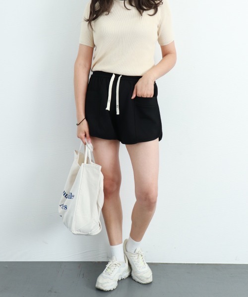 Miniministore(ミニミニストア)の「ショートパンツ ハイウエスト短パン 韓国(スウェットパンツ・レディース・グレー/ブラック・L/M)」の8枚目の写真