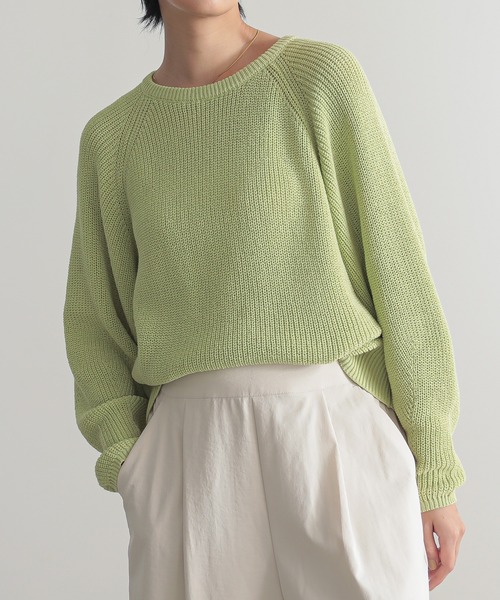 あぜ編みラグランニット【サスティナブル】（ニット/セーター）｜for/c