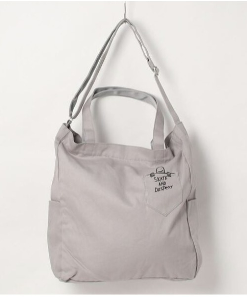 THRASHER(スラッシャー)の「THRASHER スラッシャー トートバッグ (2WAY・ダブルジッパー) Tote Shoulder L(ST)(ショルダーバッグ・メンズ・ベージュ系その他/ホワイト系その他/ブラック系その他/グレー系その他/ホワイト系その他2/ブラック系その他2・FREE)」の5枚目の写真