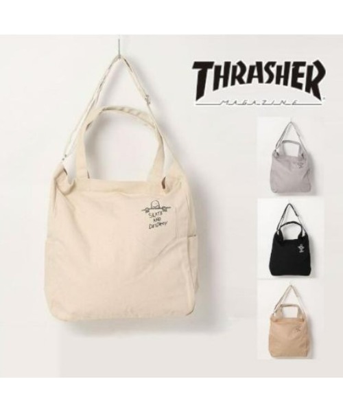 THRASHER(スラッシャー)の「THRASHER スラッシャー トートバッグ (2WAY・ダブルジッパー) Tote Shoulder L(ST)(ショルダーバッグ・メンズ・ベージュ系その他/ホワイト系その他/ブラック系その他/グレー系その他/ホワイト系その他2/ブラック系その他2・FREE)」の8枚目の写真