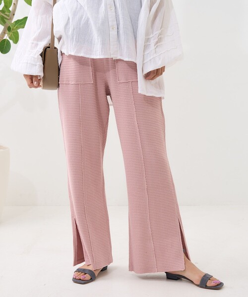 FREAK'S STORE（フリークスストア）の「ダメージ ワッフルパンツ/ イージーパンツ（その他パンツ・レディース・ナチュラル/ピンク/ブラック・ﾌﾘ-）」の3枚目の写真