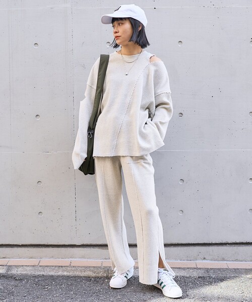 FREAK'S STORE（フリークスストア）の「ダメージ ワッフルパンツ/ イージーパンツ（その他パンツ・レディース・ナチュラル/ピンク/ブラック・ﾌﾘ-）」の6枚目の写真