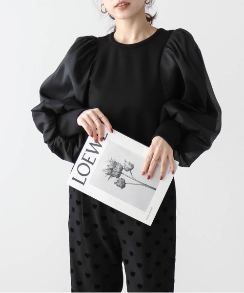 SUGAR BISKET（シュガービスケット）の「シアーオーガンジー袖プルオーバー（Tシャツ/カットソー・レディース・ブラック/ホワイト/ネイビー・フリー）」の6枚目の写真
