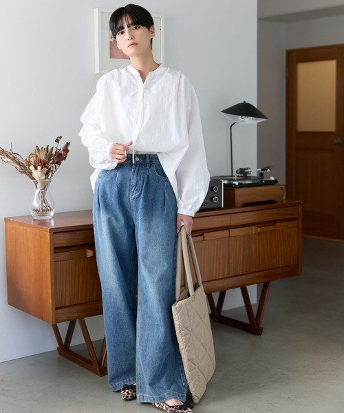 Edit Sheen（エディットシーン）の「抜き襟デザインブラウス（シャツ/ブラウス・レディース・ベージュ/ホワイト/サックスブルー/ブラック・M）」の6枚目の写真