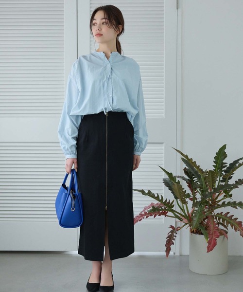 Edit Sheen（エディットシーン）の「抜き襟デザインブラウス（シャツ/ブラウス・レディース・ベージュ/ホワイト/サックスブルー/ブラック・M）」の9枚目の写真