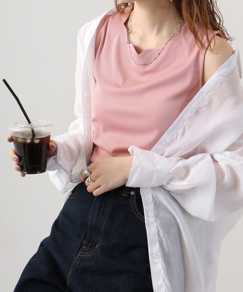 【セール】Anna Nicola スカラップ襟リブタンク（タンクトップ）｜Anna Nicola（アンナニコラ）